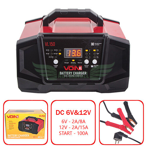 Пуско-зарядний пристрій VOIN VL-150 6-12V / 2A-8A-15A / Start-100A / 20-180AHR / LCD індик. (VL-150)