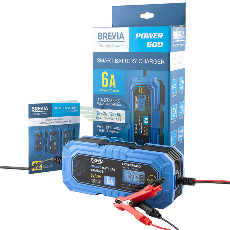 Зарядное устройство для АКБ Brevia Power600 6V/12V 6A 20600EP
