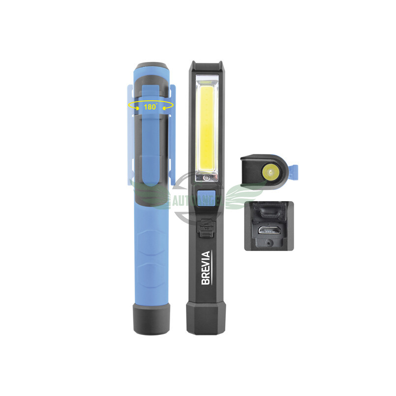 Ліхтар LED інспекційний Brevia Pen Light 2W COB+1W LED 150lm 900mAh+microUSB 11220