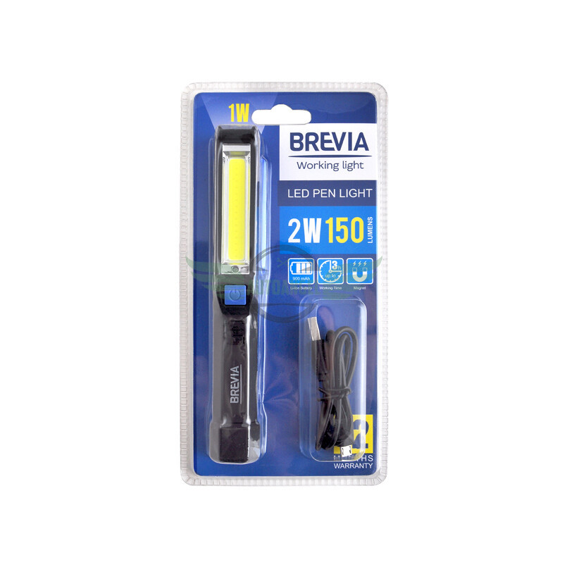 Ліхтар LED інспекційний Brevia Pen Light 2W COB+1W LED 150lm 900mAh+microUSB 11220