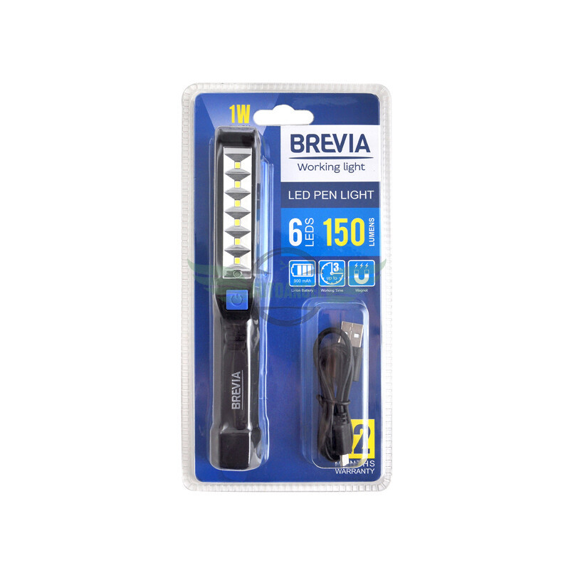 Ліхтар LED інспекційний Brevia Pen Light 6SMD+1W LED 150lm 900mAh+microUSB 11210