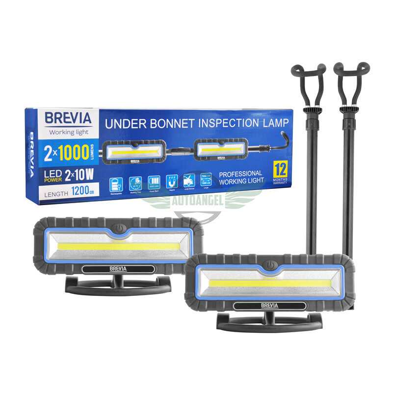 Професійний інспекційний LED-ліхтар Brevia 2x10W COB 2x1000lm 2x4000mAh Power Bank, type-C 11520