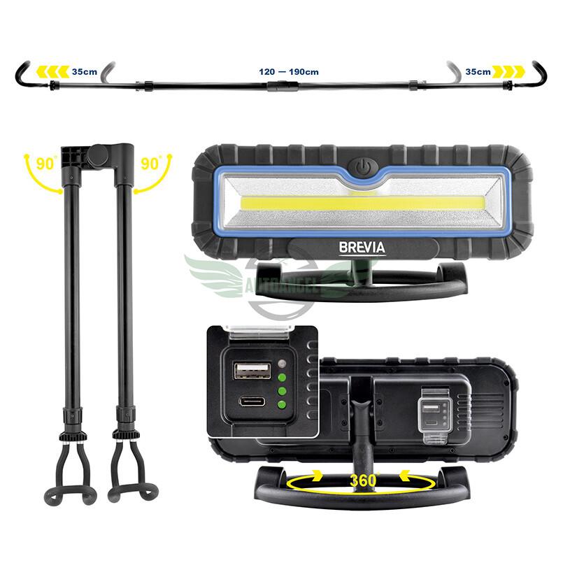 Професійний інспекційний LED-ліхтар Brevia 2x10W COB 2x1000lm 2x4000mAh Power Bank, type-C 11520