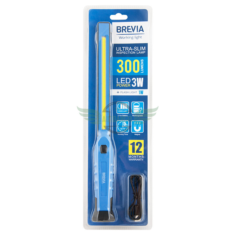 Ліхтар інспекційний Brevia LED 300lm, 2000mAh, час роботи до 3 годин, IP20 11380