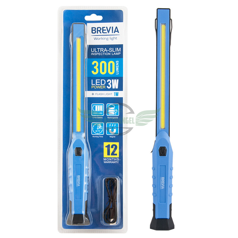 Ліхтар інспекційний Brevia LED 300lm, 2000mAh, час роботи до 3 годин, IP20 11380
