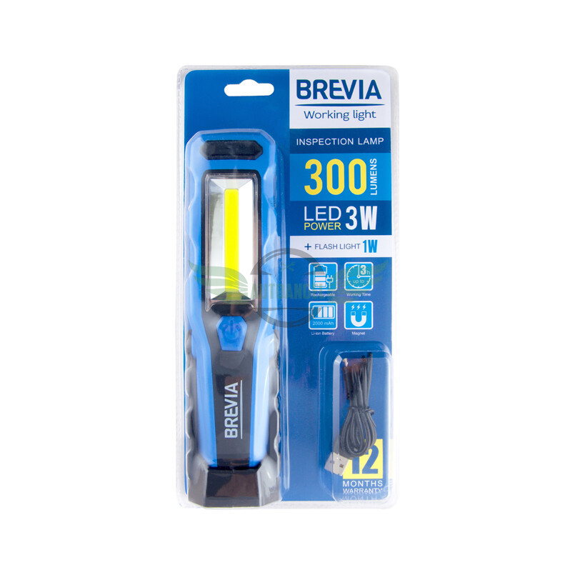 Ліхтар LED інспекційний Brevia 8SMD+1W LED 300lm 2000mAh+microUSB 11320