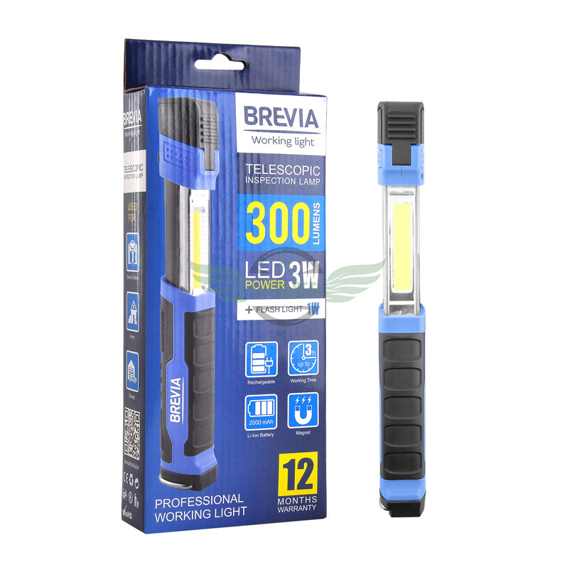 Професійний інспекційний телескопічний LED-ліхтар Brevia 300lm 2000mAh, microUSB 11350