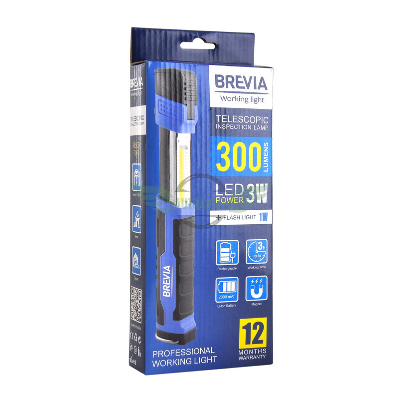 Професійний інспекційний телескопічний LED-ліхтар Brevia 300lm 2000mAh, microUSB 11350