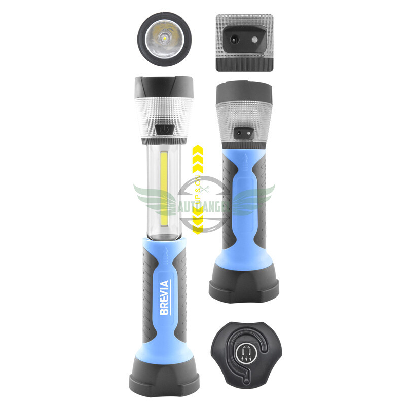 Ліхтар LED інспекційний телескопічний Brevia 3W COB+1W LED+8LED 300lm 2000mAh, адаптер AC 220 11330