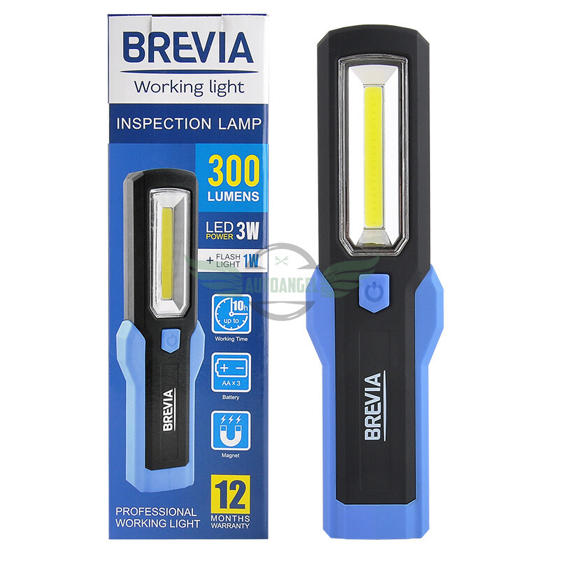 Ліхтар інспекційний Brevia 3W COB+1W LED 300lm, IP20, IK05,3xAA 11440