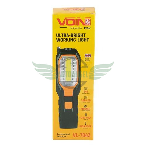 Переносна лампа VOIN VL-7043, COB 260Lm + F5 80Lm /АКБ 1200mAh/магніт/індикатор заряду