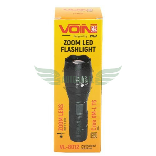 Ліхтарик ручний VOIN VL-8012, LED T6, 300Lm, зум, алюміній, 1х18650 или 3хААА (не в комплекті)